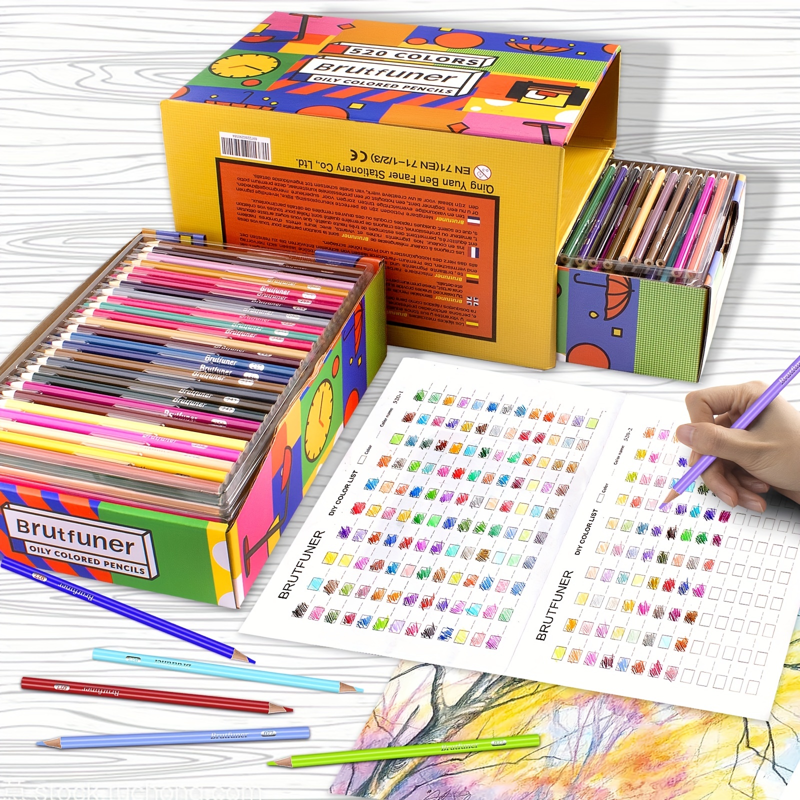 Brutfuner 72 Macaron Colored Pencils DIY Color Swatch Book Style 2