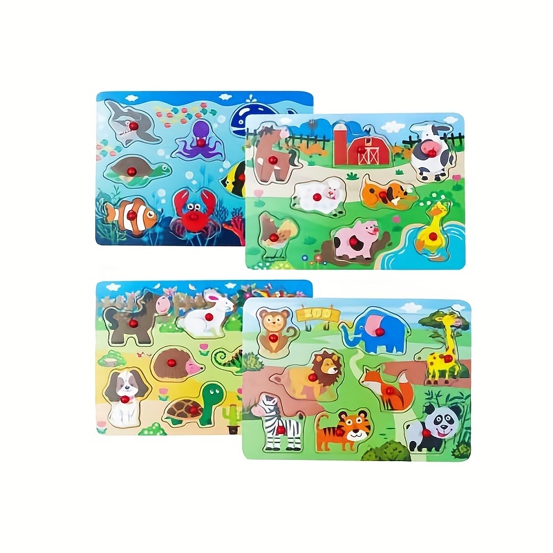 Large Knob Animal Puzzles - Pets, Farm Animals and Wild Animals