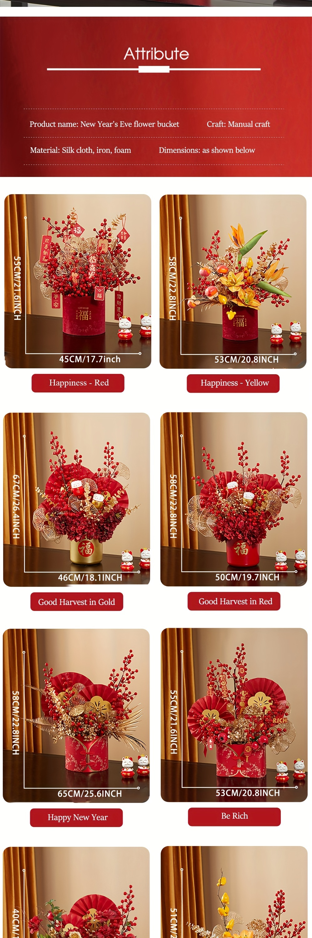 Spring Festival Blessing Bucket Flower Bouquet Artificial - Temu