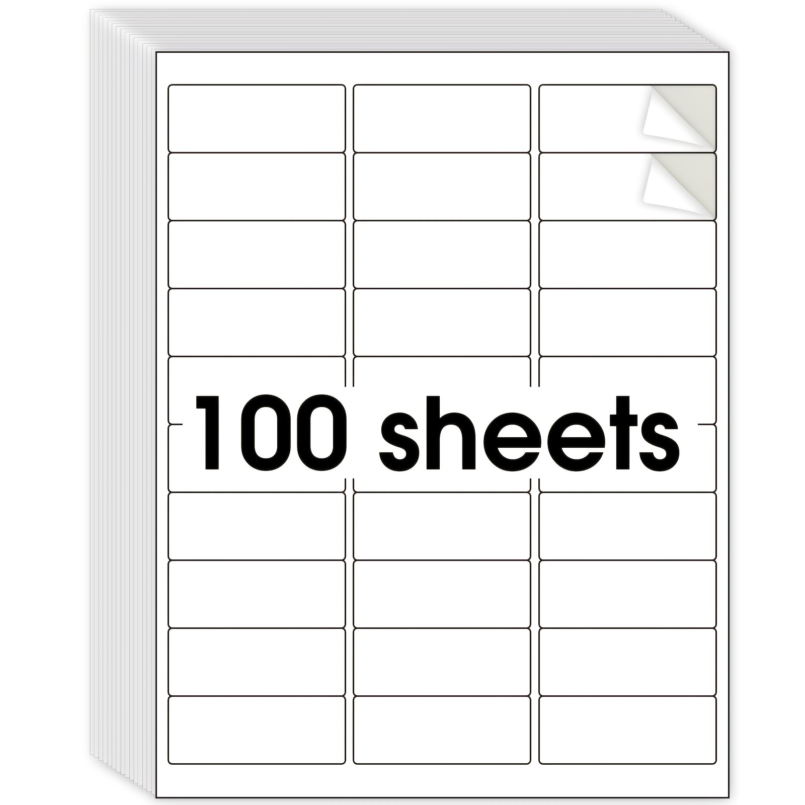 

100sheets 900 Labels Sticker Labels, For Inkjet Or Laser Printer, Matte White Paper Sheets, Strong Adhesive, Dries Quickly, Holds Ink Well