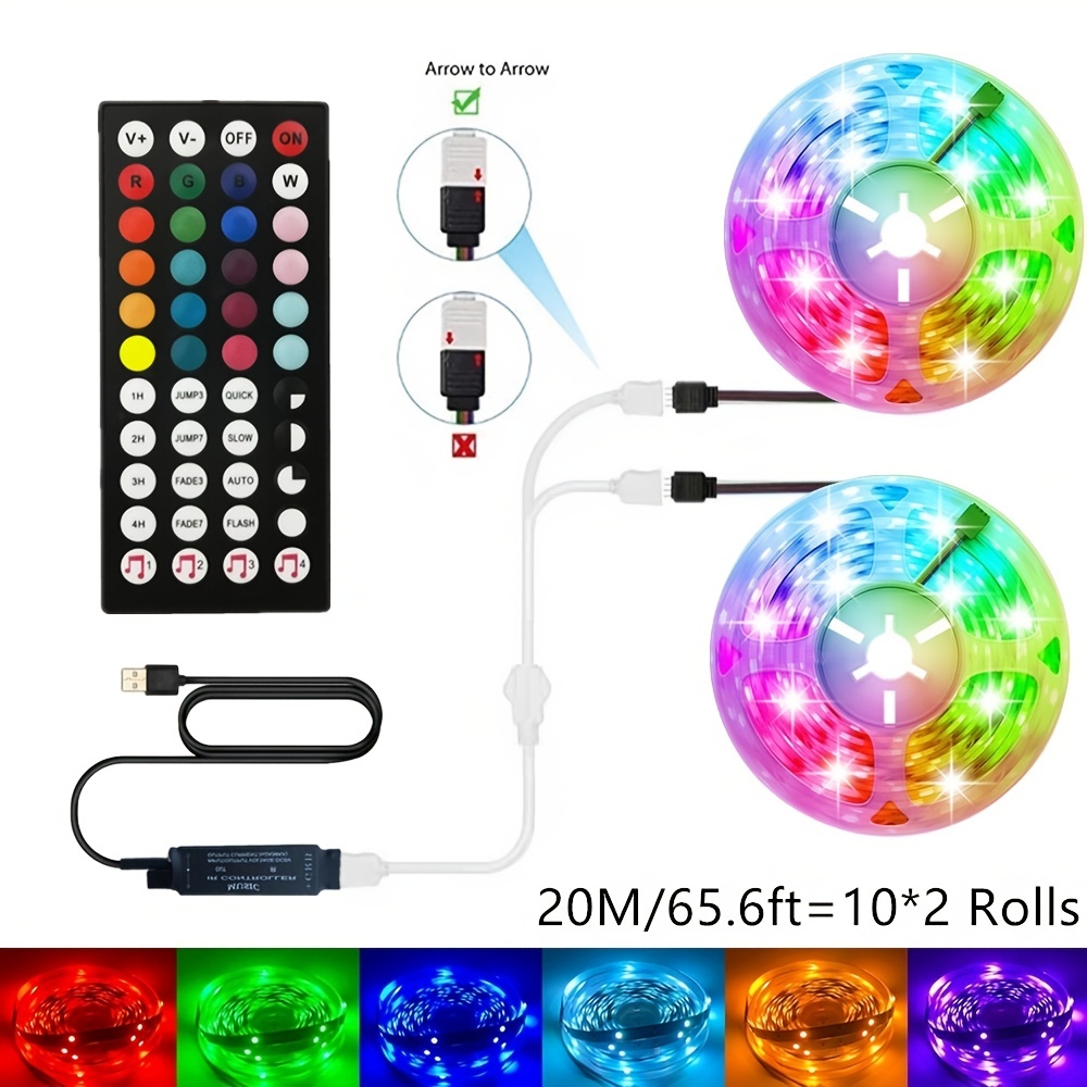 20m / 65.6FT 5V LED Strip Lights Set 5050rgb 18LED / M RGB - Temu France