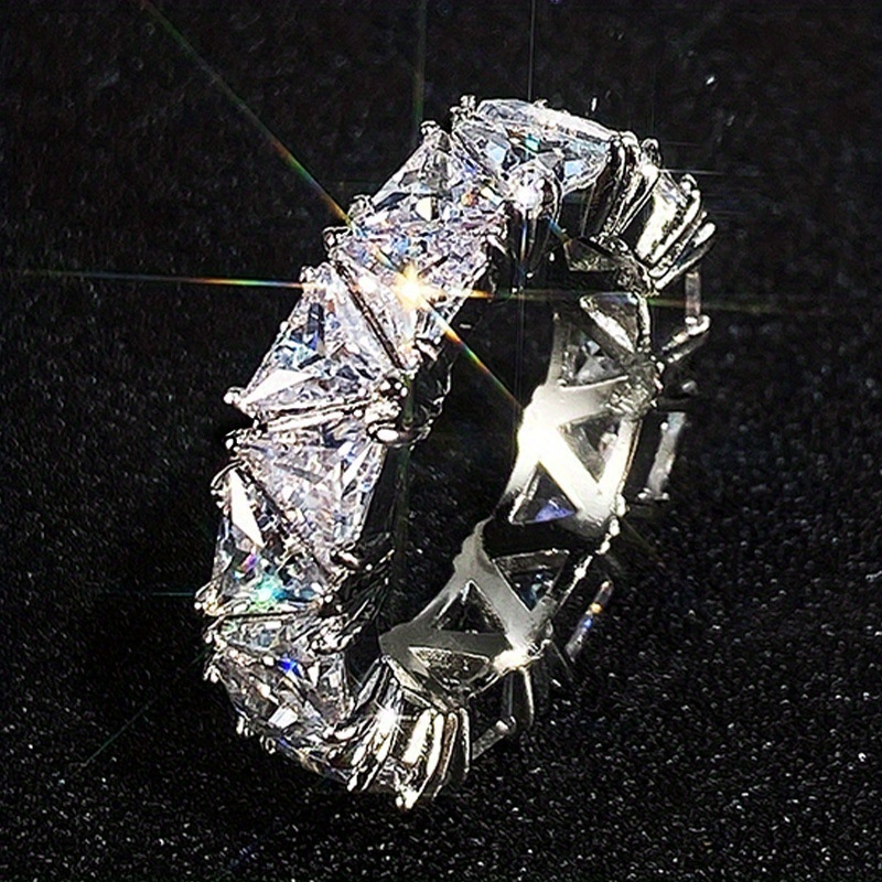 Triangle Zircon Ring, 18K Plated Promise Ring