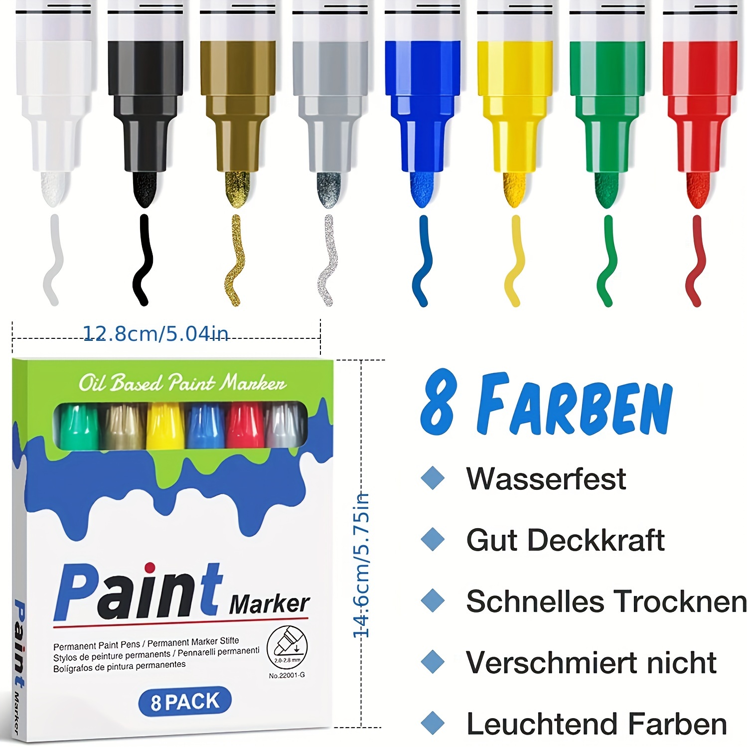 8 Colors Paint Pens Paint Markers - Permanent Oil Based Paint