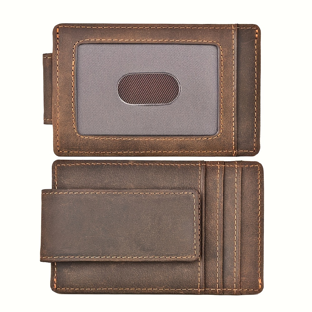 1pc Mens Credit Card Holder Front Pocket Wallet Vintage Money Clip
