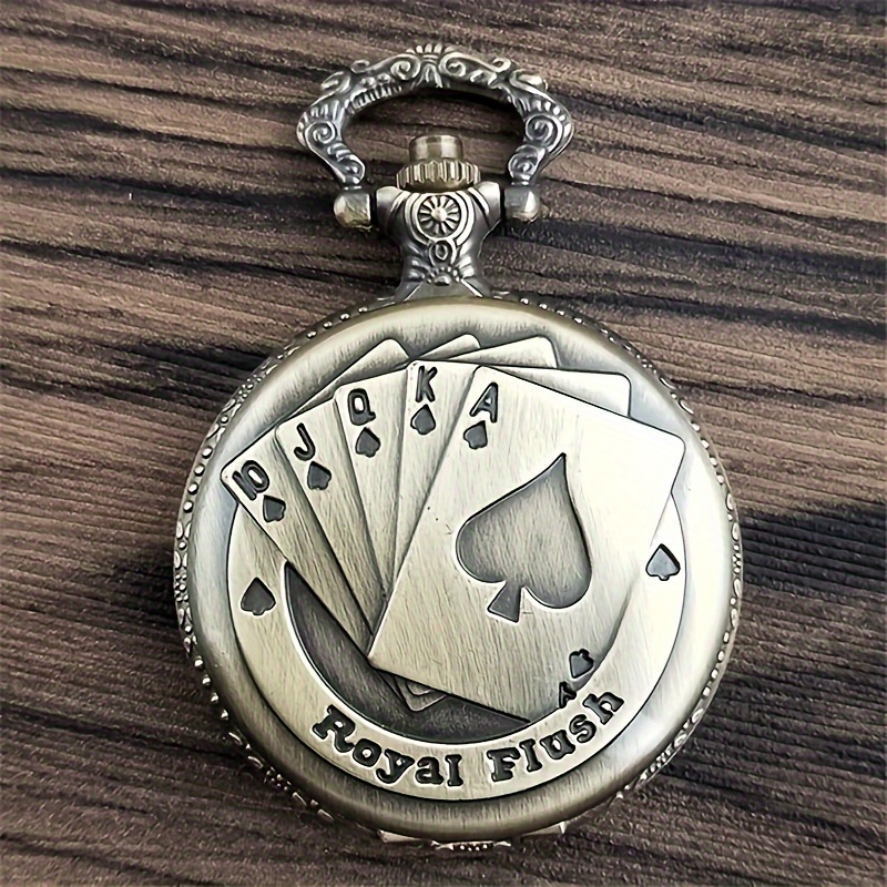 TEMU Toop Retro Pocket Watch Necklace - Stainless & Band, Quartz Movement, Vintage Design - Unique Gift For Enthusiasts, (15+ Years) Suitable For