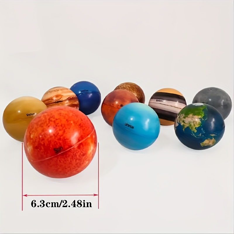 9pcs Solar System Planet Stress Balls, Stress Relief Planets And Space Ball  Educational Toys, Anti Stress Solar Educational Balls For Adults And Kids