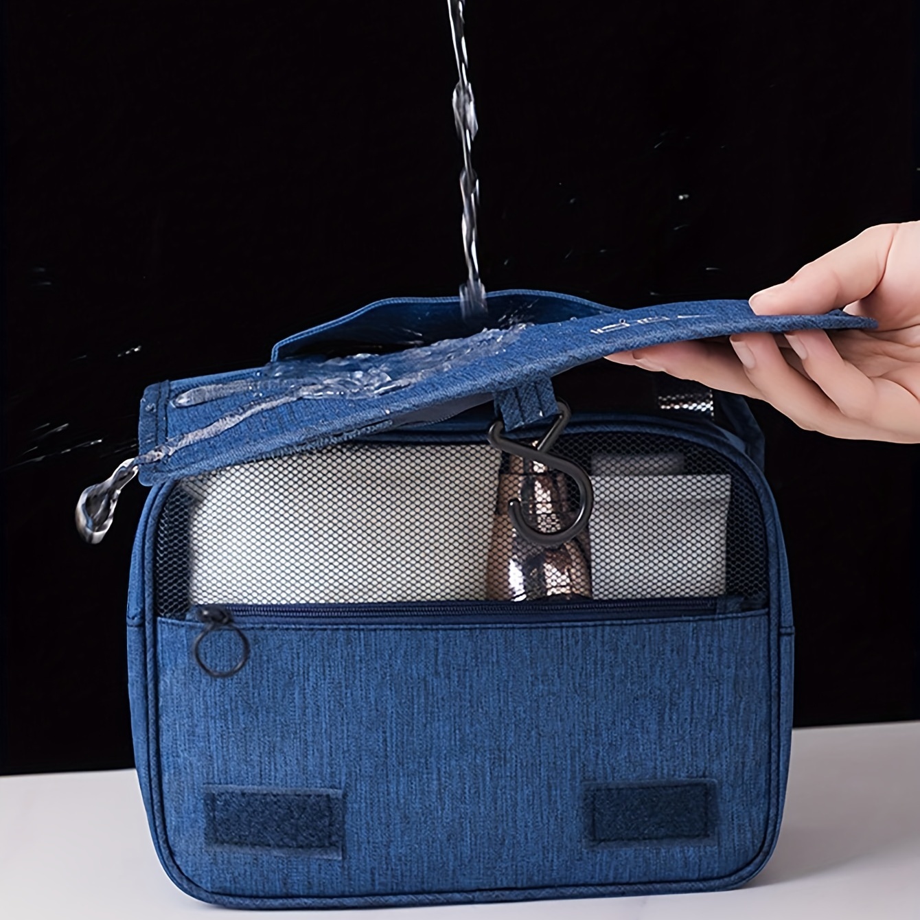 1pc Portable Foldable Toiletry Bag, Waterproof Makeup Bag