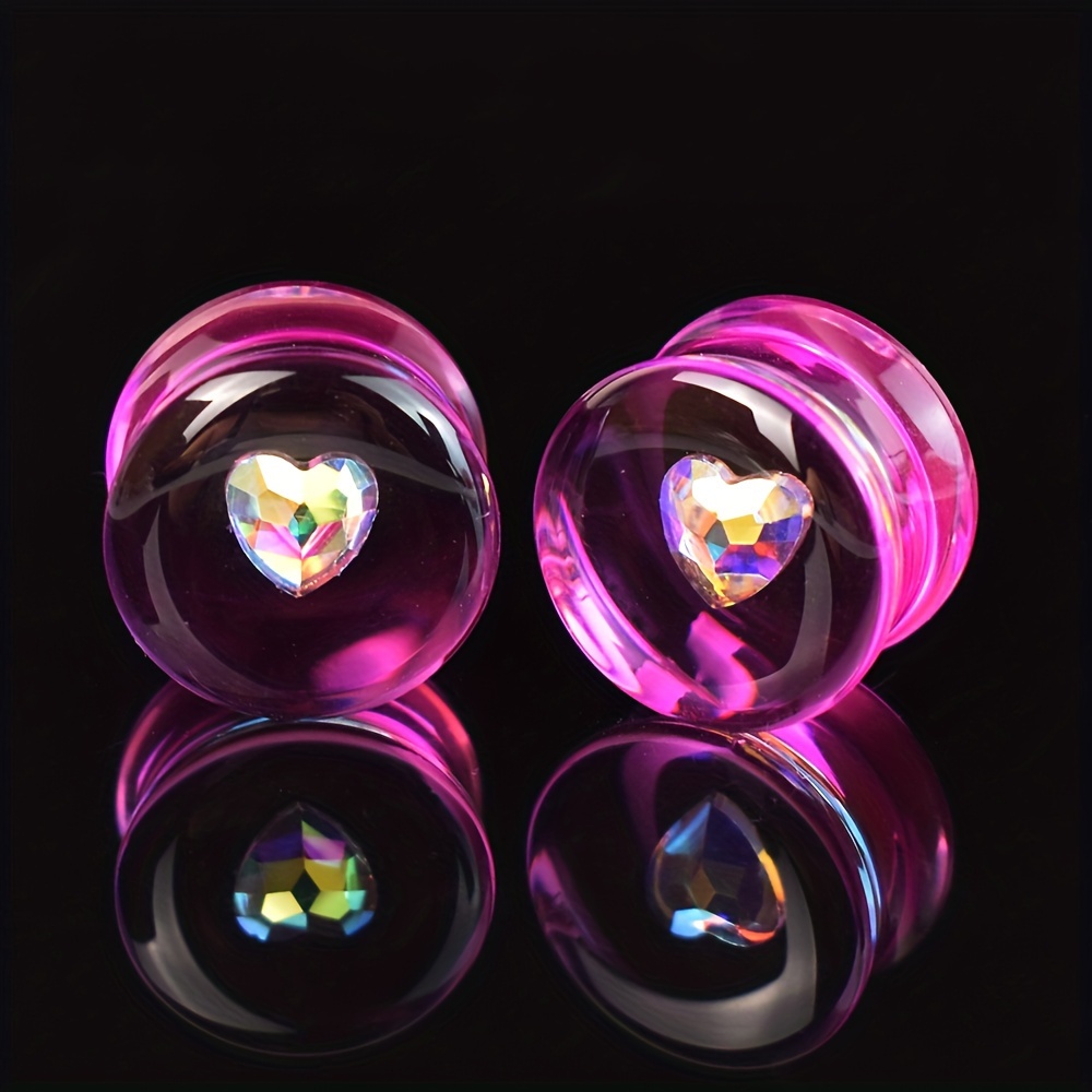 Image of 6-25mm 2pcs Acrylic Ear Gauges Tunnels And Plugs Heart Ear Stretcher Body Jewelry For Women Men