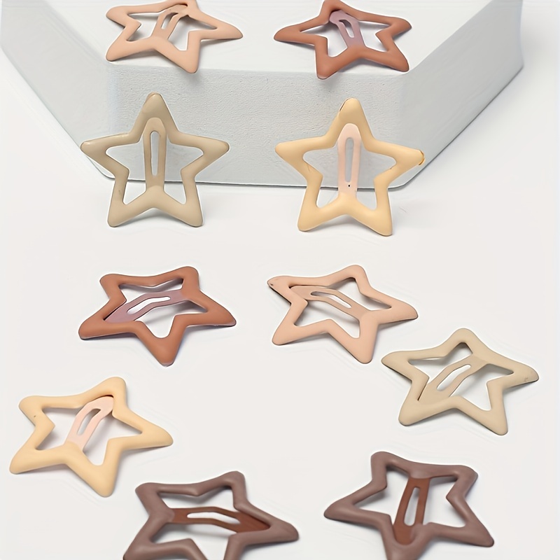 

10pcs Colorful Star Hair Clip - Sweet And Stylish Bb Clip For Bangs And Sides - Y2k Hair Accessory