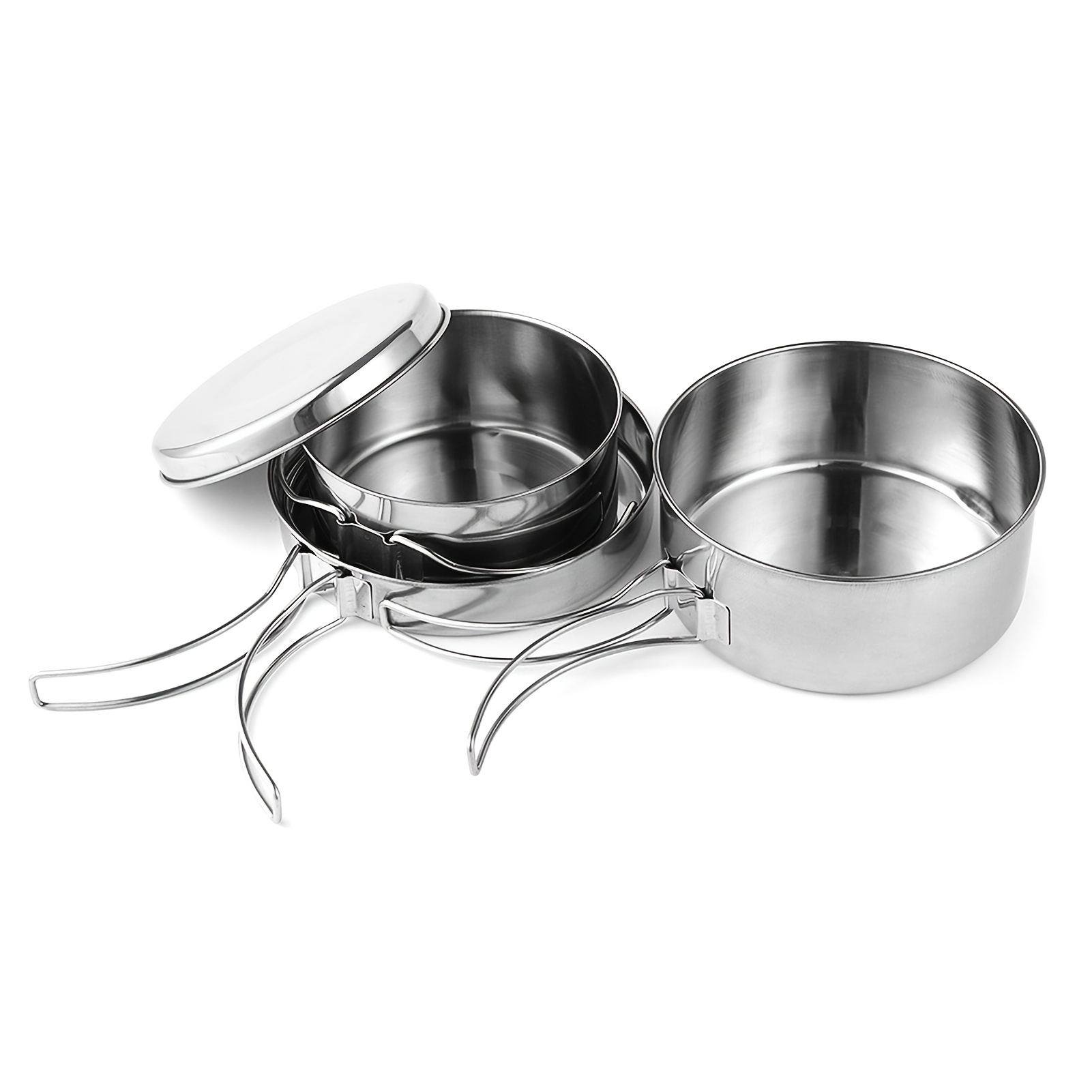 Dropship Outdoor Hiking 304 Stainless Steel Pot Folding Handle Camping  Portable Frying Pan Soup Pot Home Picnic Cookware Set to Sell Online at a  Lower Price