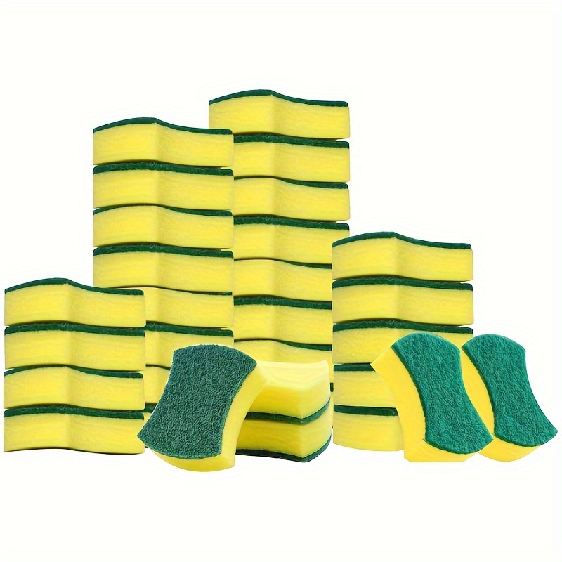 Éponge à récurer jaune avec pad vert - Eponges