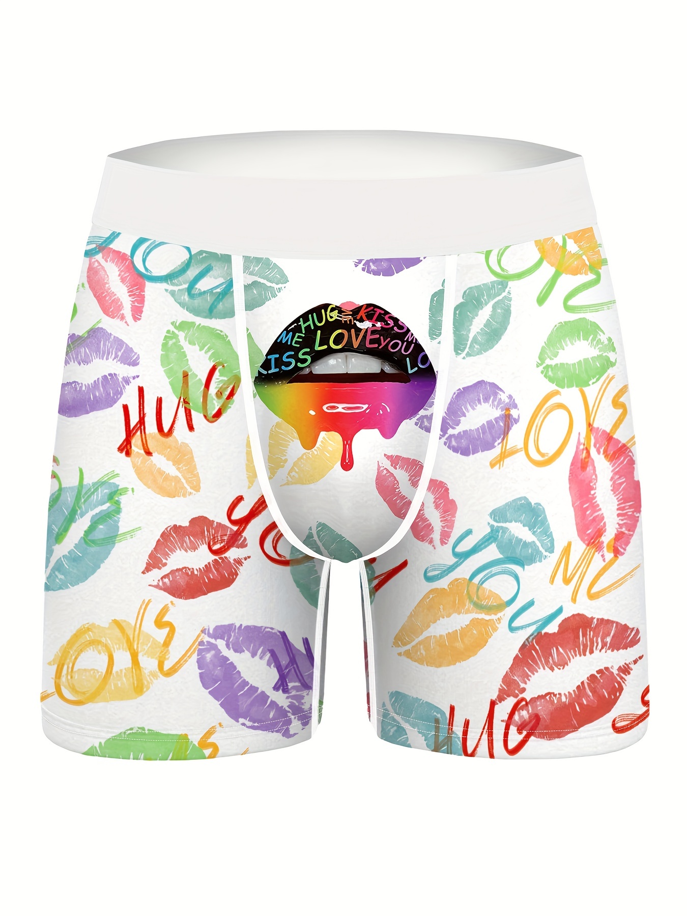 1pc Men's Sexy Lips Print Boxer Briefs Breathable Comfortable Stretch  Underwear Valentine's Day