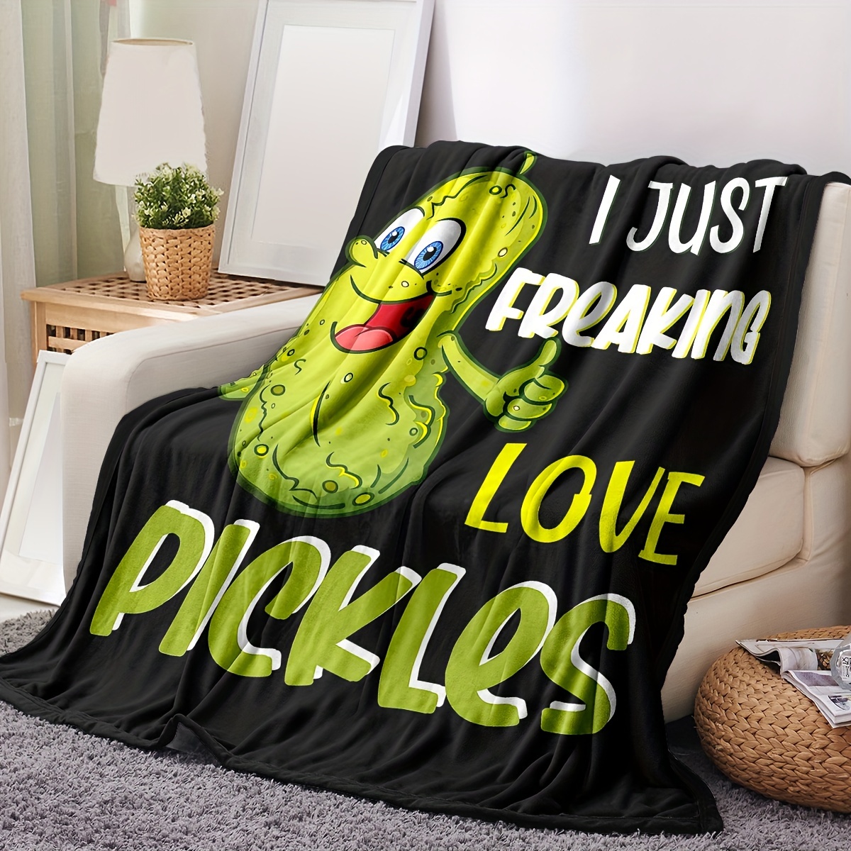 Funny Pickle Blanket,Pickle Gifts for Women Men Pickles Lovers,It's A  Pickle Thing,You Wouldn't Understand Print Throw,Lightweight Plush Food  Quilt