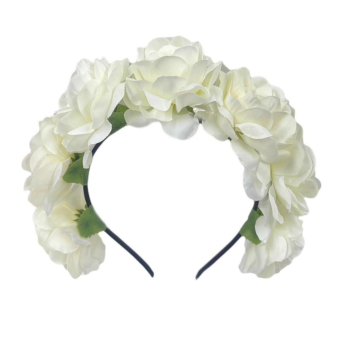 Weißes Haarband Mit Sonnenblumen & Rosen – Perfekt Für Hochzeiten, Festivals Und Als Blumenkrone