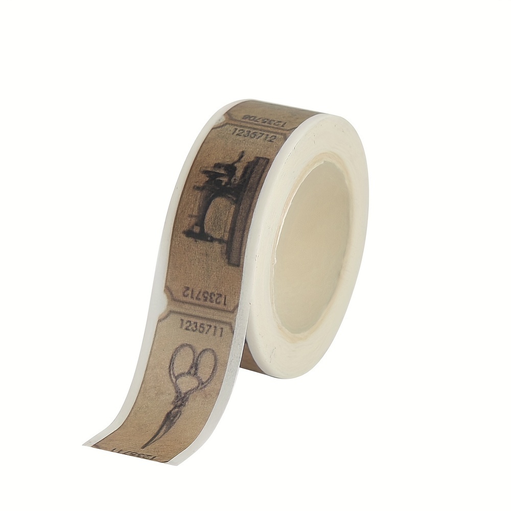 1 Roll Vintage-inspired Washi Tape - Waterproof, Easy-tear, Decorative Sticker With Ruler Design For Scrapbooking & Crafting, Wood Surface Compatible, Stickers