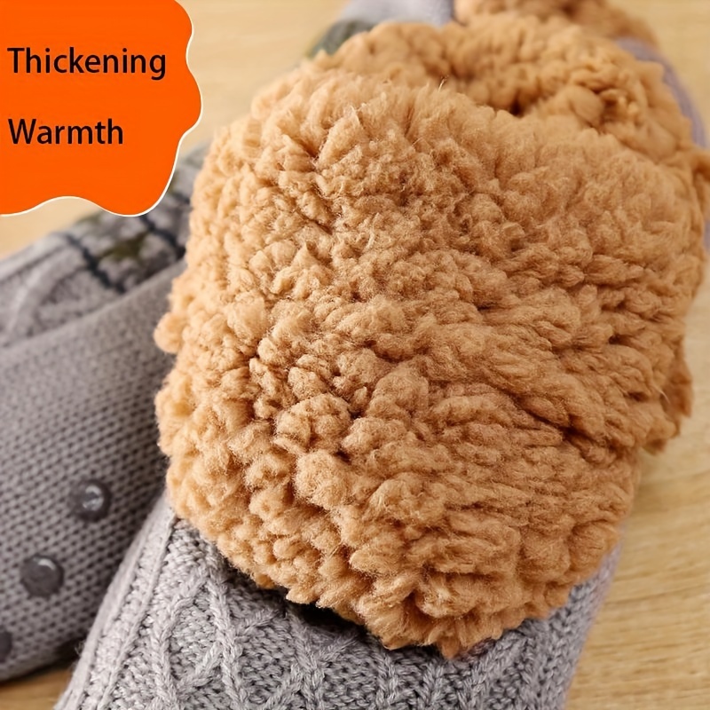 Men's Fluffy Slouch Winter Warm Plush Non Slip Grip Soft Comfy Slippers Socks