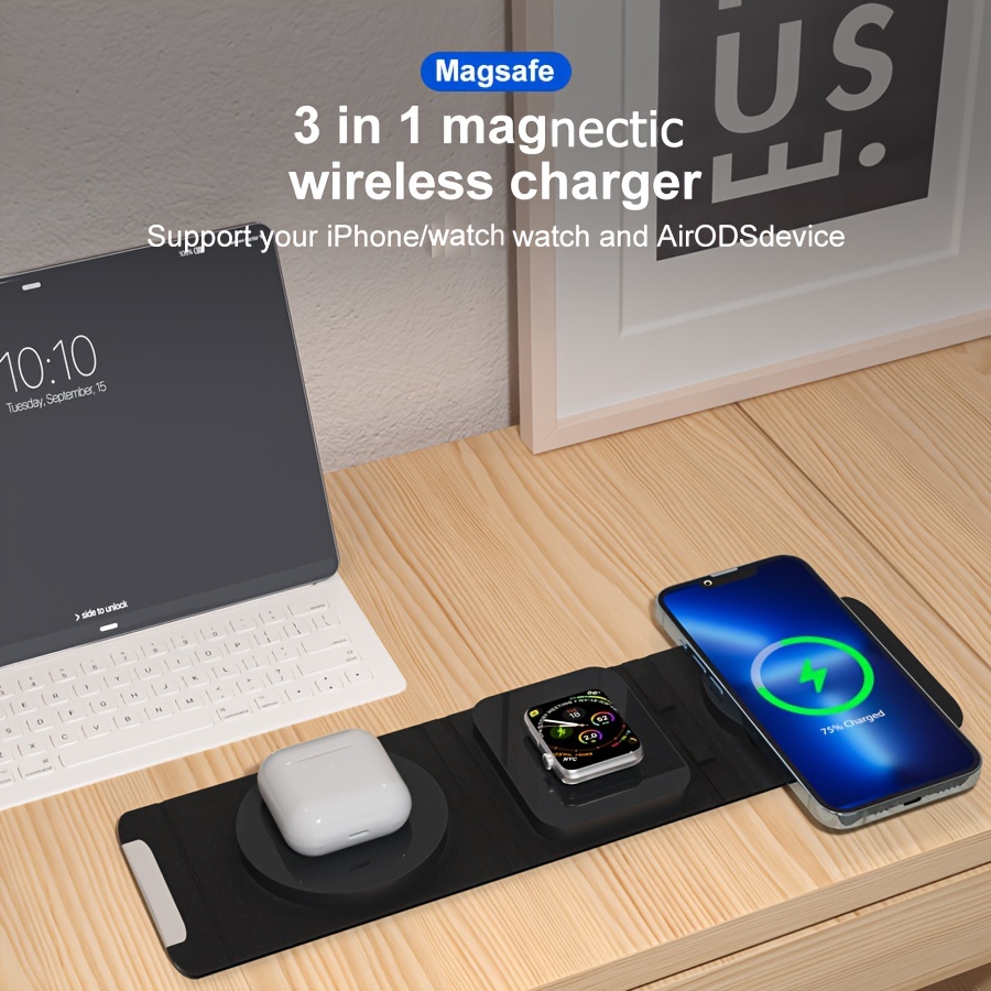 Soporte de cargador inalámbrico magnético rápido 4 en 1 para Magsafe iphone  12 11 Apple Watch 6 5 4 3 Airpods Pro, estación de carga rápida - AliExpress