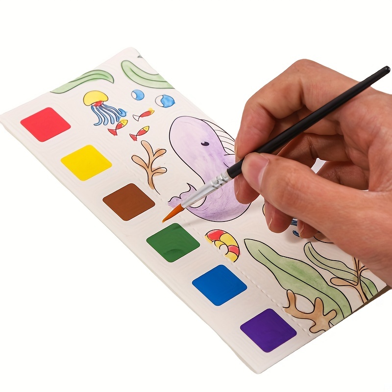 Pocket Watercolor Painting Book for Kids Paint with Water Books Art  Supplies Paint Beginner Friendly Water Coloring Paper with Paint Palette  and Brush