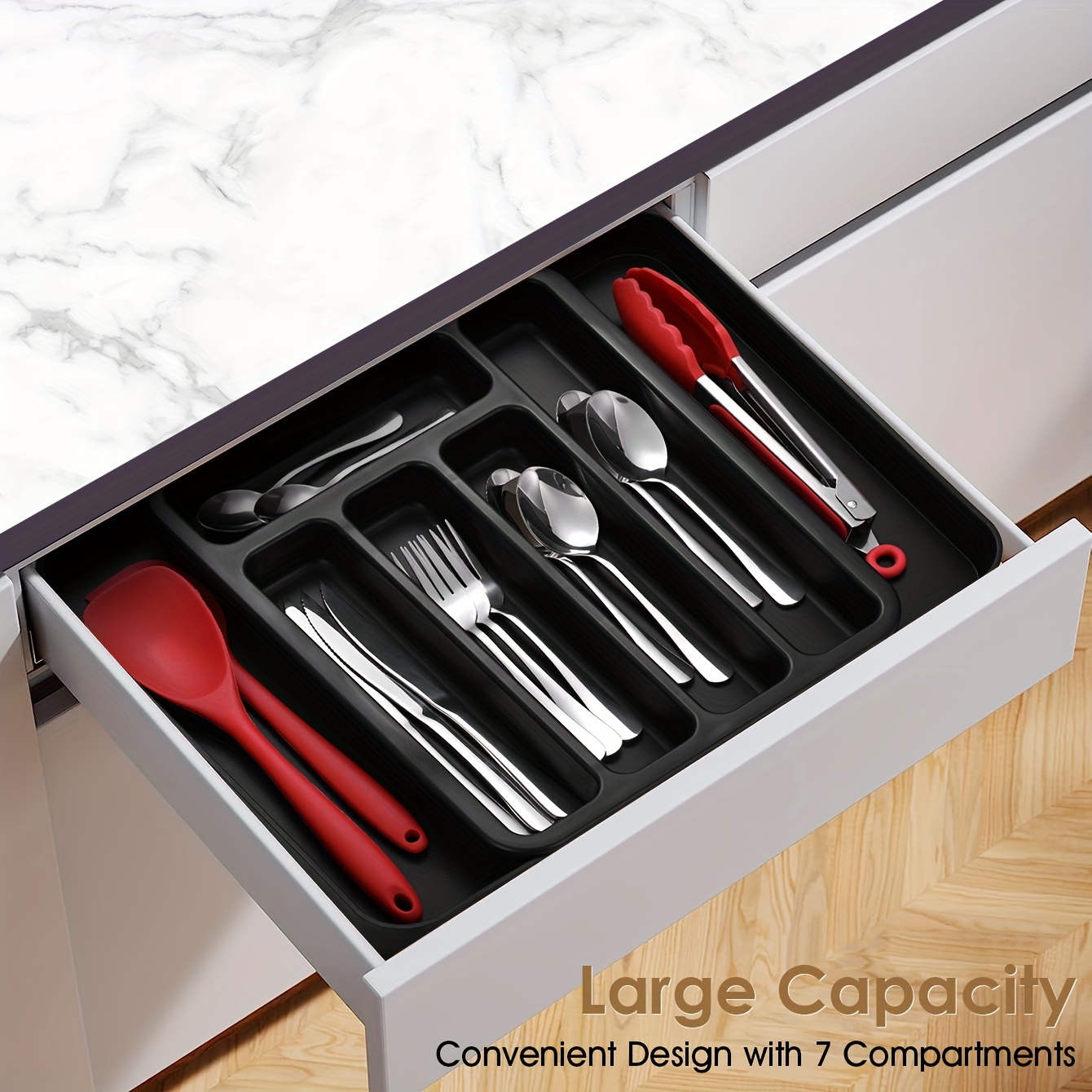 mDesign Expandable Kitchen Drawer Organizer Tray for Utensils