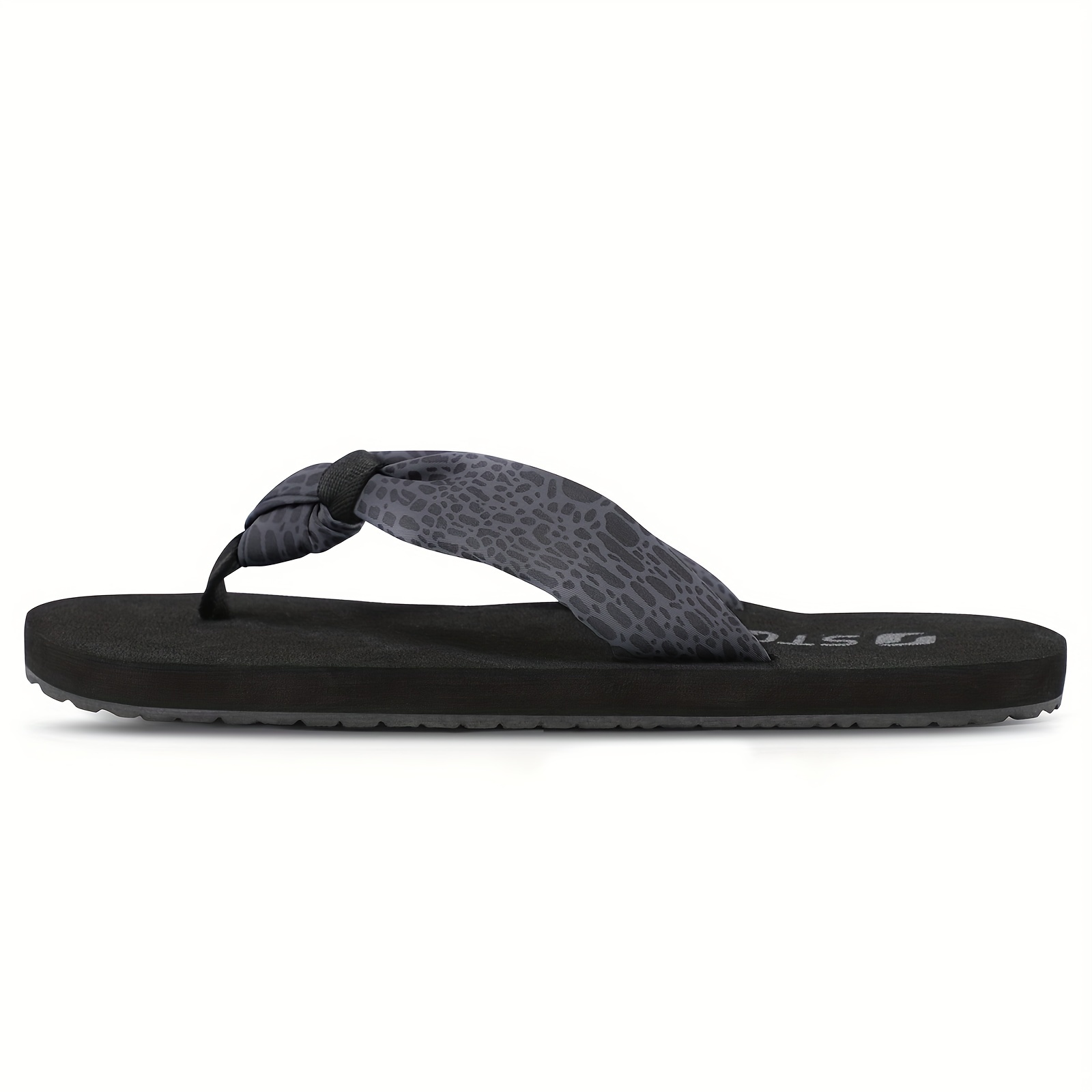 STQ Womens Flips Flops with Yoga Mat Quick Dry Thong Sandals for  Water,Shower,vacation All Black 8 US 