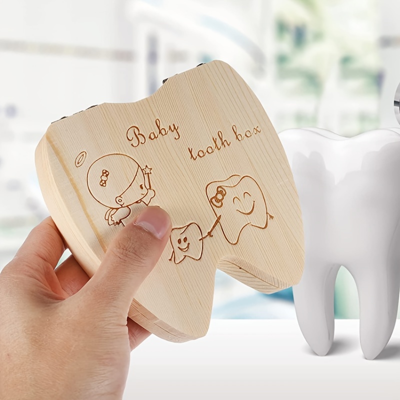 Caja Madera Almacenamiento Dientes Bebés Niños Organizador - Temu