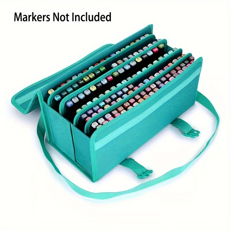BTSKY Multifunction Marker Case - Zippered Canvas Pen Bag Pencil Case  Stationary Storage for 80 Markers, Black (NO