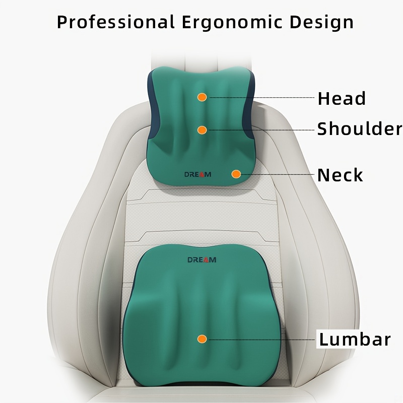 Back Support Lumbar Cushion Memory Foam Travel Pillow Car / Van Seat Chair