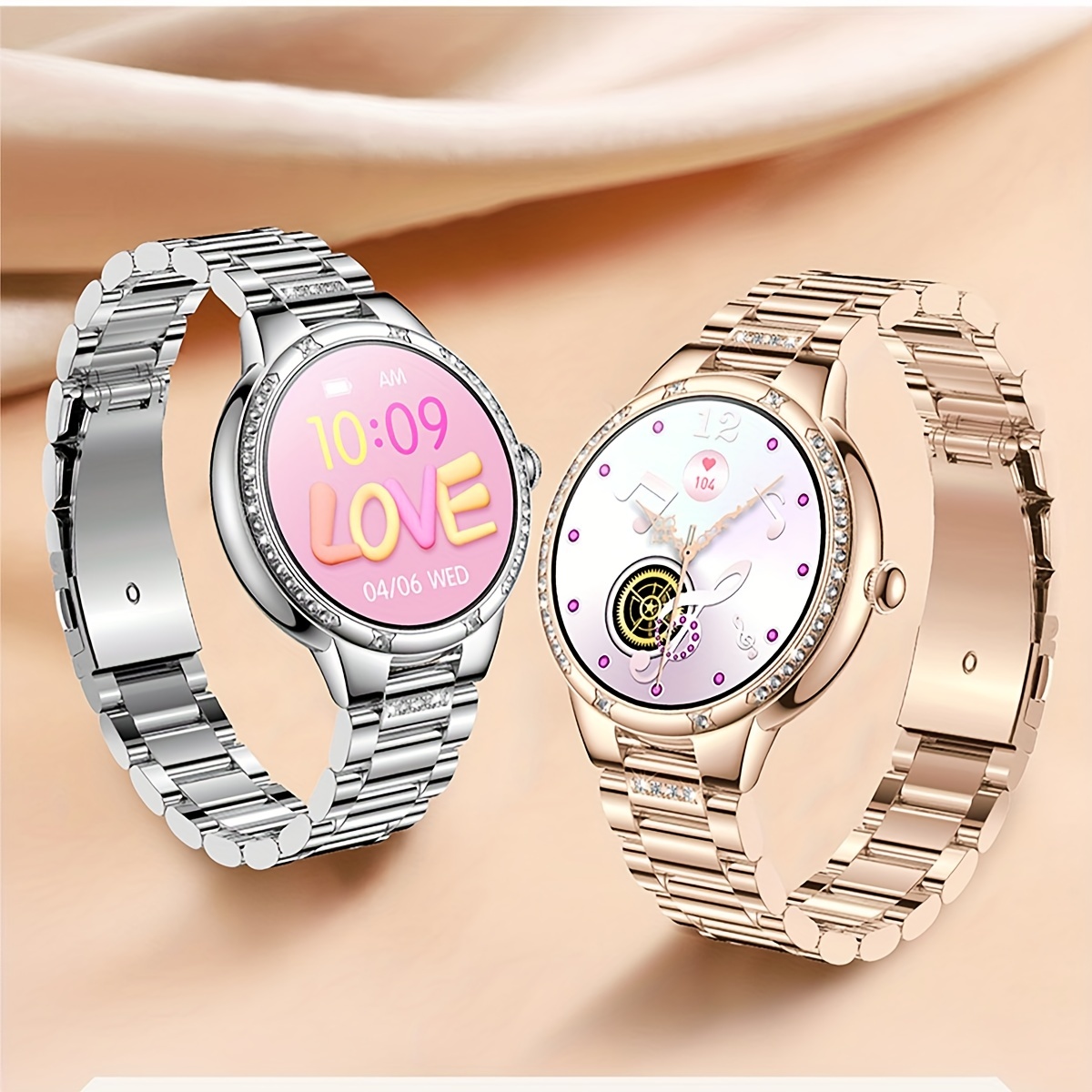 Rose Golden Smart Watch Amoled Hd Smartwatch Luxury - Temu