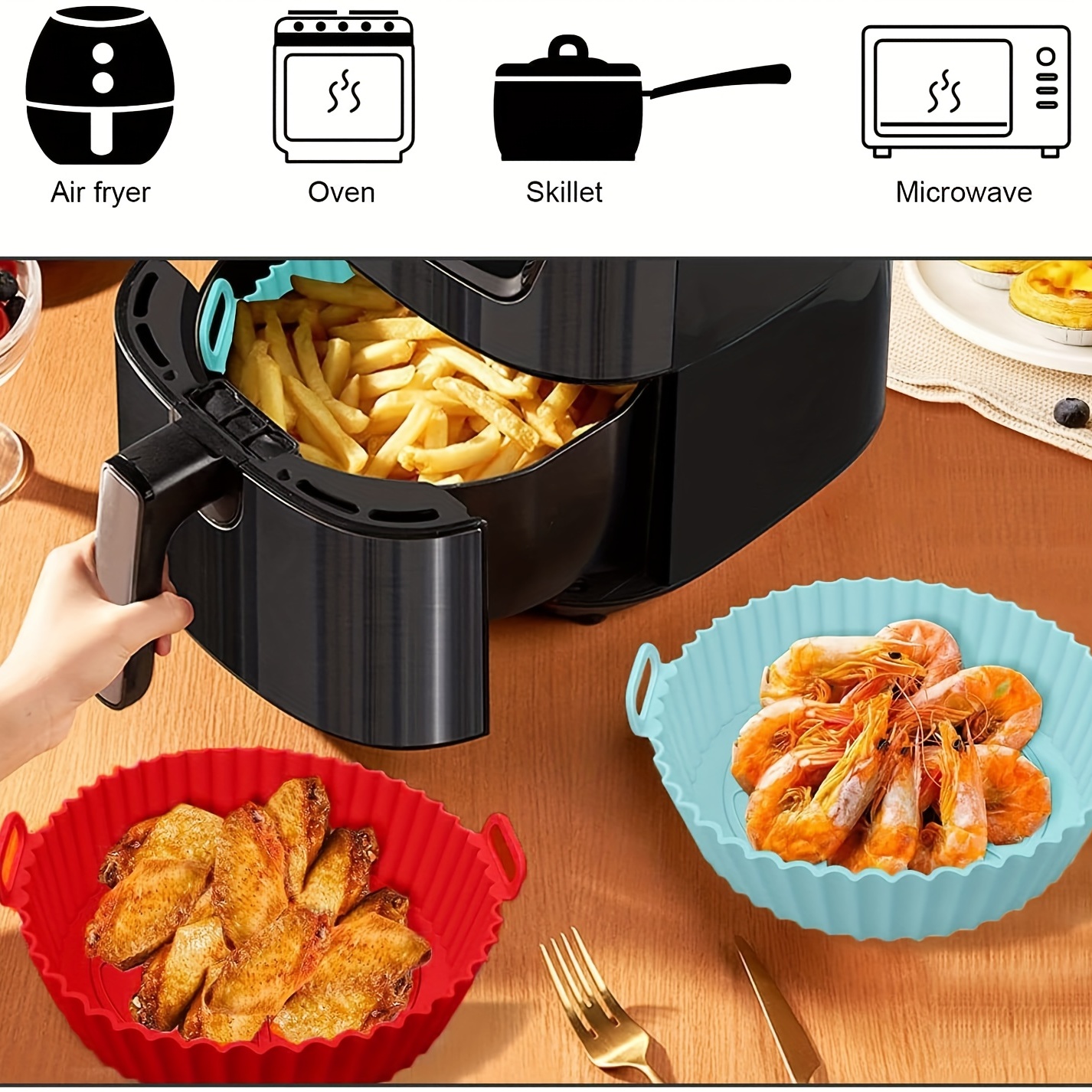 Multicolor Silicone Fryer Pan Household Kitchen Heat Resistant Fryer Pan  Baking Pan Food Grade Recyclable Bowl Baking Sticky Mat Thickened Silicone Fryer  Pan - Temu