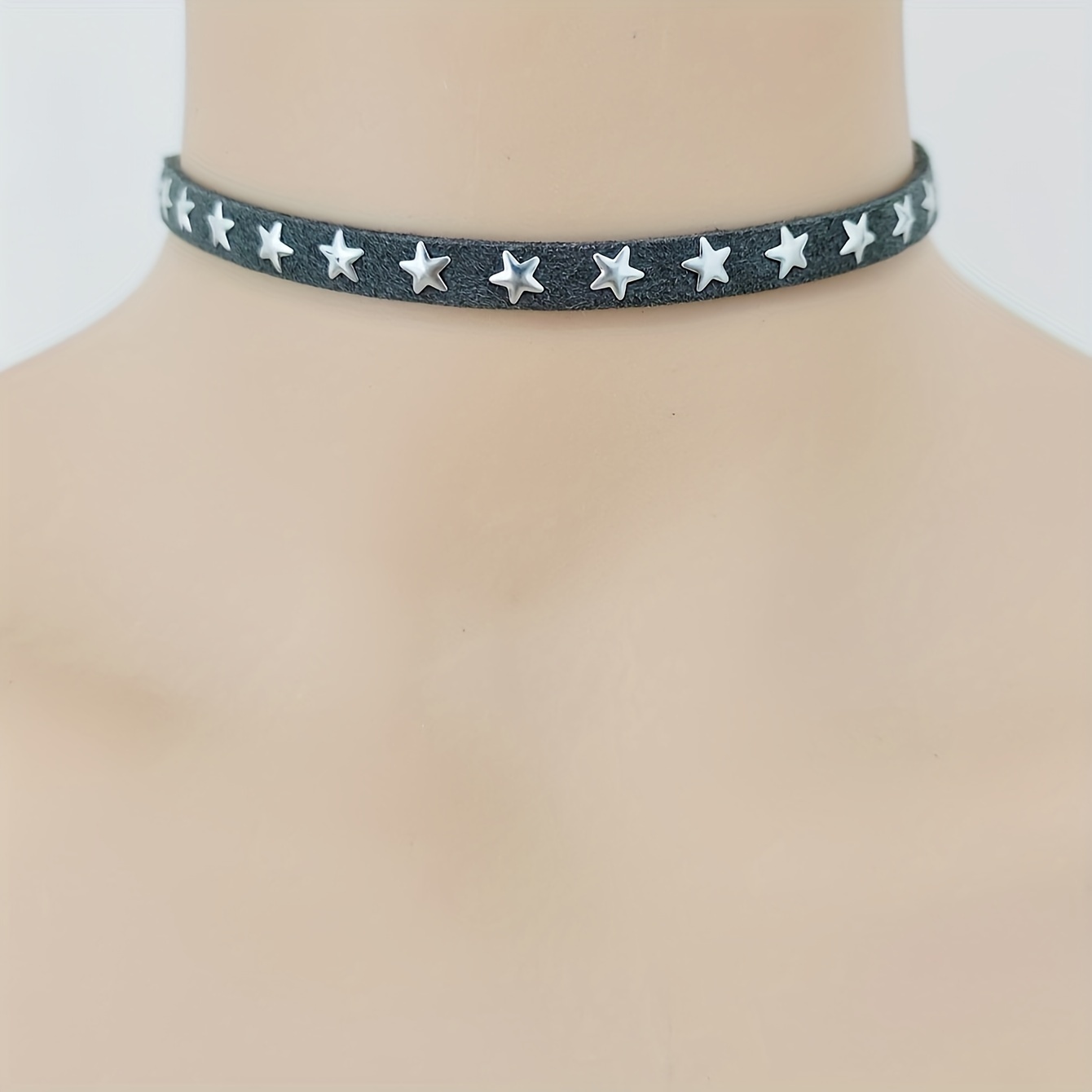 Punk Star Choker Collar Necklace, Retro Gothic Short Neck Jewelry Fiber Necklace Club Party Favors