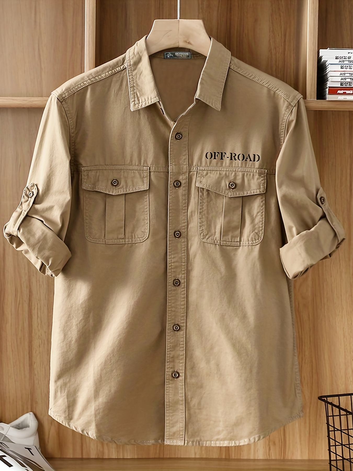 Retro Cargo Style Men's Long Sleeve Shirt Pocket Design - Temu