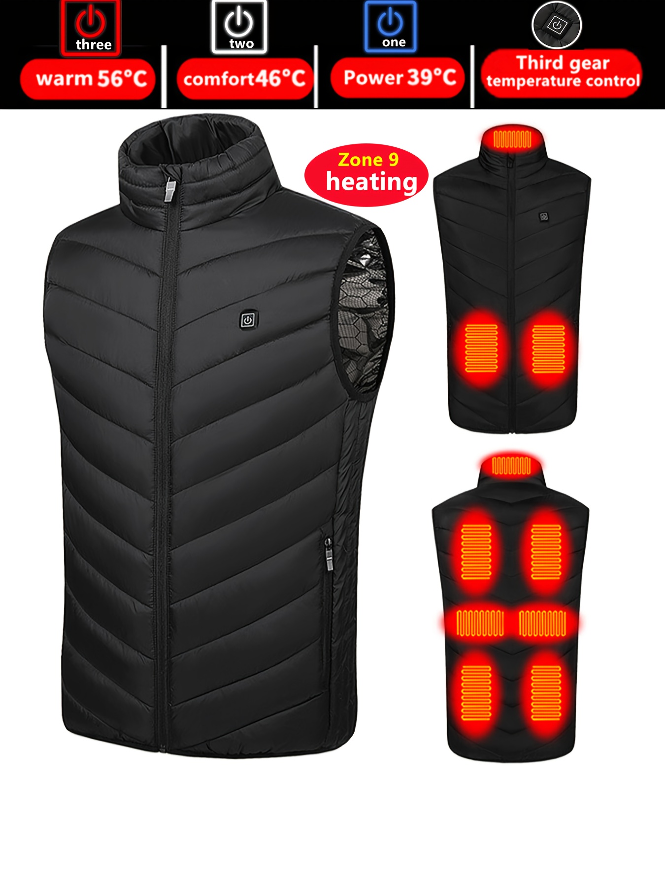 Comprar Chaleco eléctrico para hombre, chaqueta calefactable, calentador  corporal de invierno con USB, chaleco a prueba de viento, abrigo, Tops