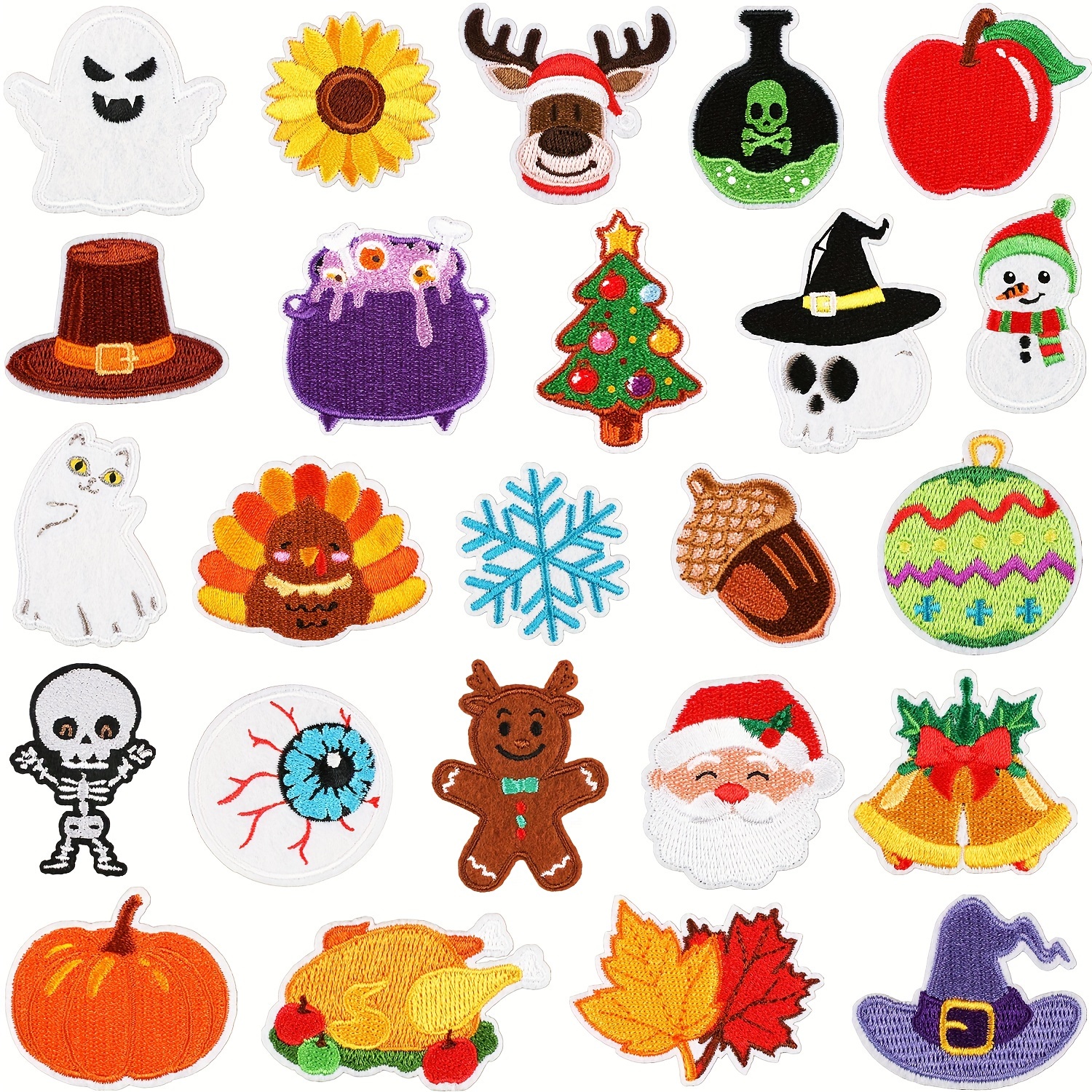  24 Pieces Iron on Flower Patches Sew on Embroidered Patch DIY  Applique for Jeans Jackets Bag Hat Clothing Shoes, 12 Colors