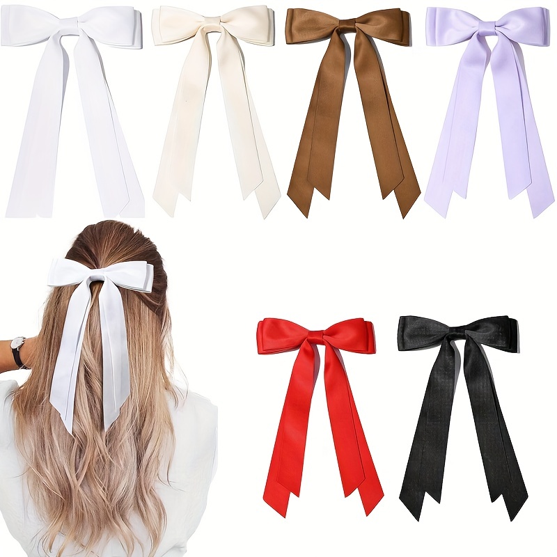 Large Silky Hair Bows For Women Girls With Ribbon Long Hair - Temu Japan