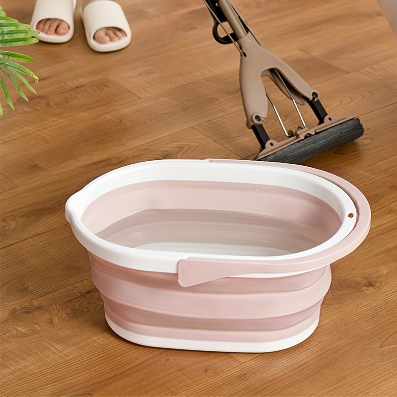 Large Capacity Foldable Floor Mop Bucket With Hand Basket - Temu