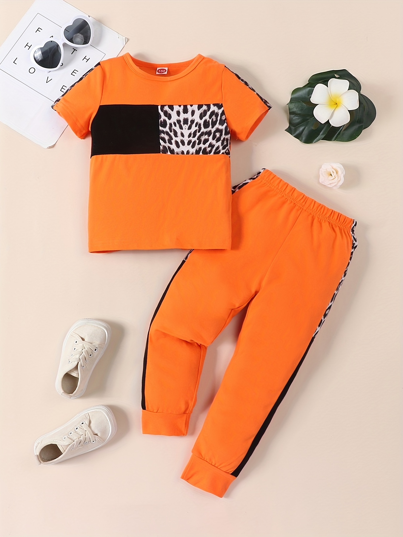 Smurfs 2pcs Toddler Girl Heart Print Short-sleeve Tee and Leopard Print Leggings Set