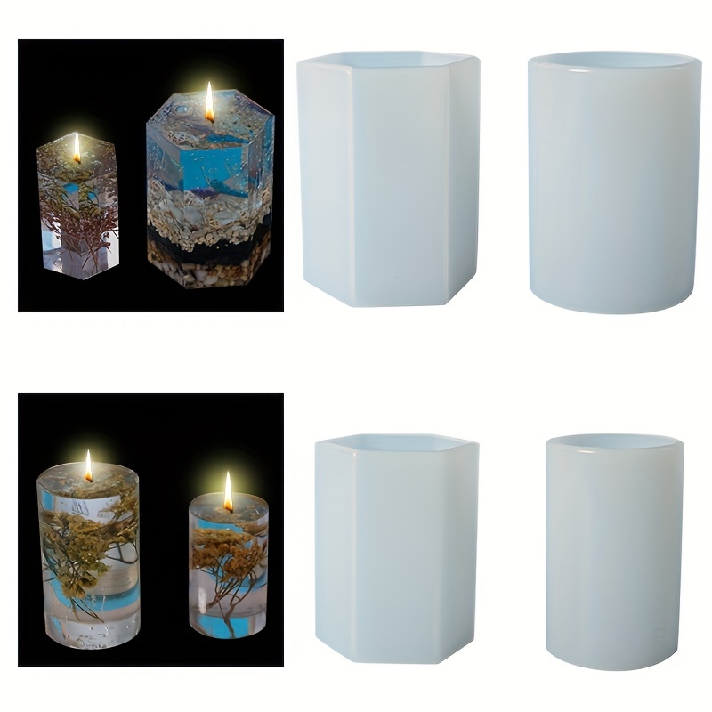 Moldes de silicona para velas cilíndricas de 2 tamaños, para hacer velas,  moldes de resina, moldes de resina epoxi, velas de aromaterapia, cera