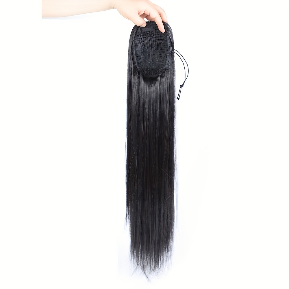 Silky Straight Synthetic Drawstring Ponytail