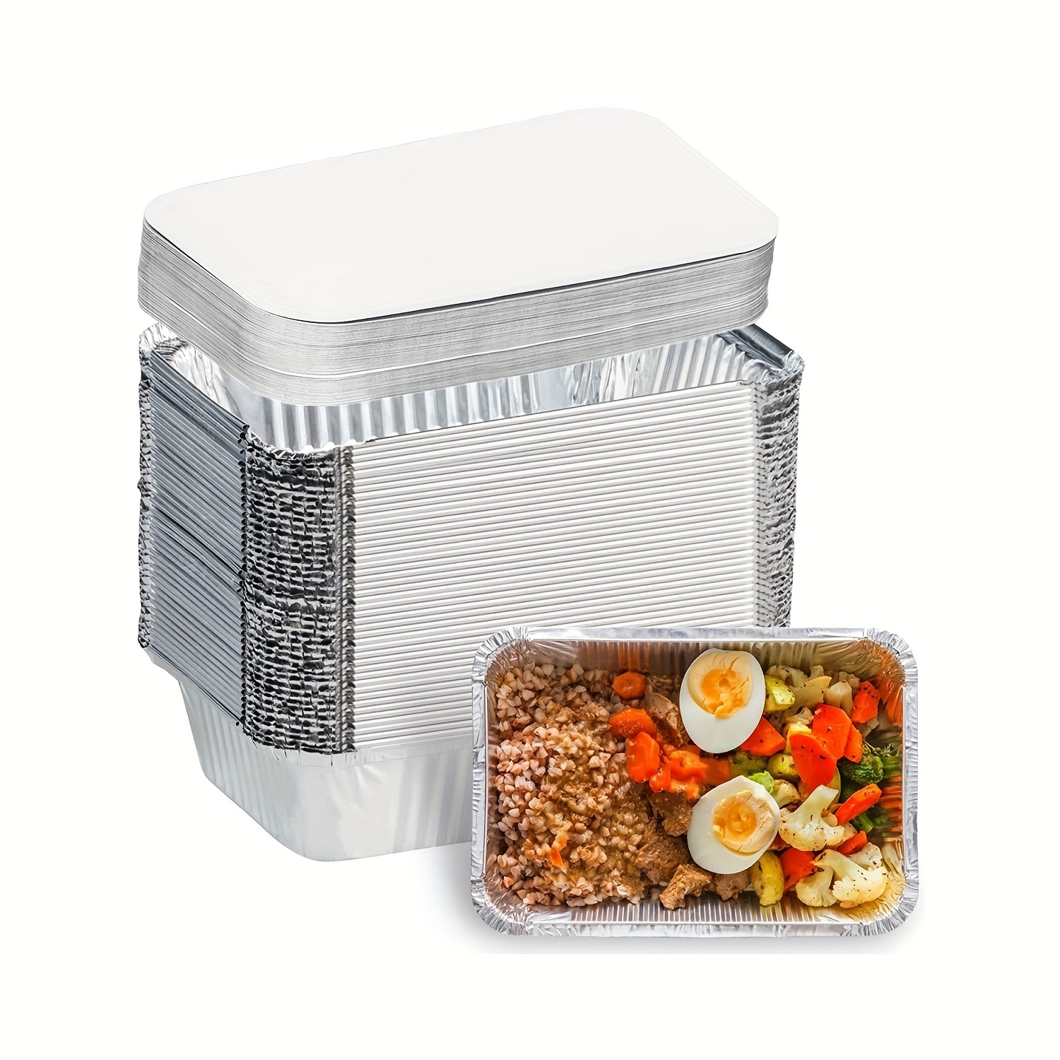 7.7x5.7 Aluminum Foil Food Containers With Lids Perfect For - Temu