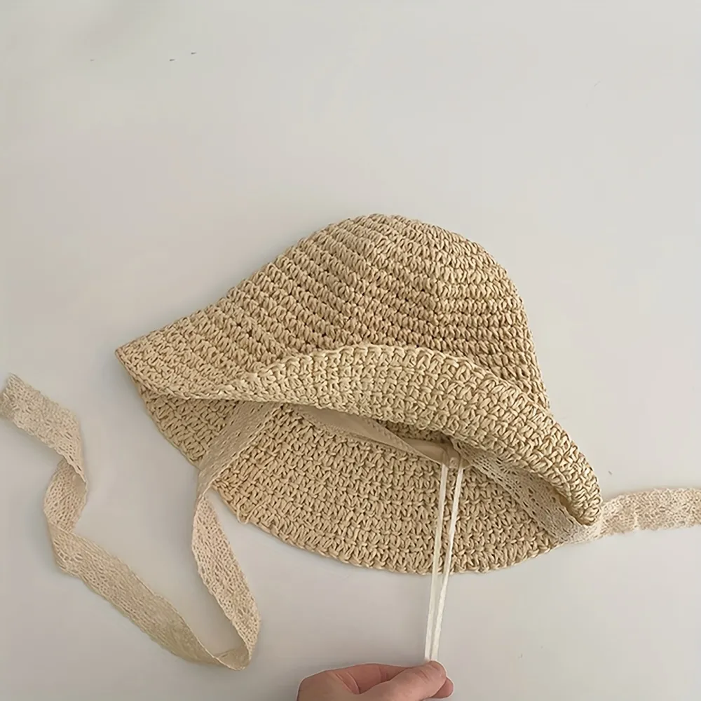Children Soft Straw Hat Beach Sun Protection Sunshade Hat For Girls Summer  - Temu