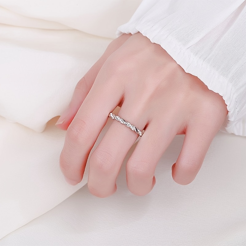 Women's Twisted Design Zircon Ring 925 Sterling Silver Simple Style Hand  Decoration Jewelry