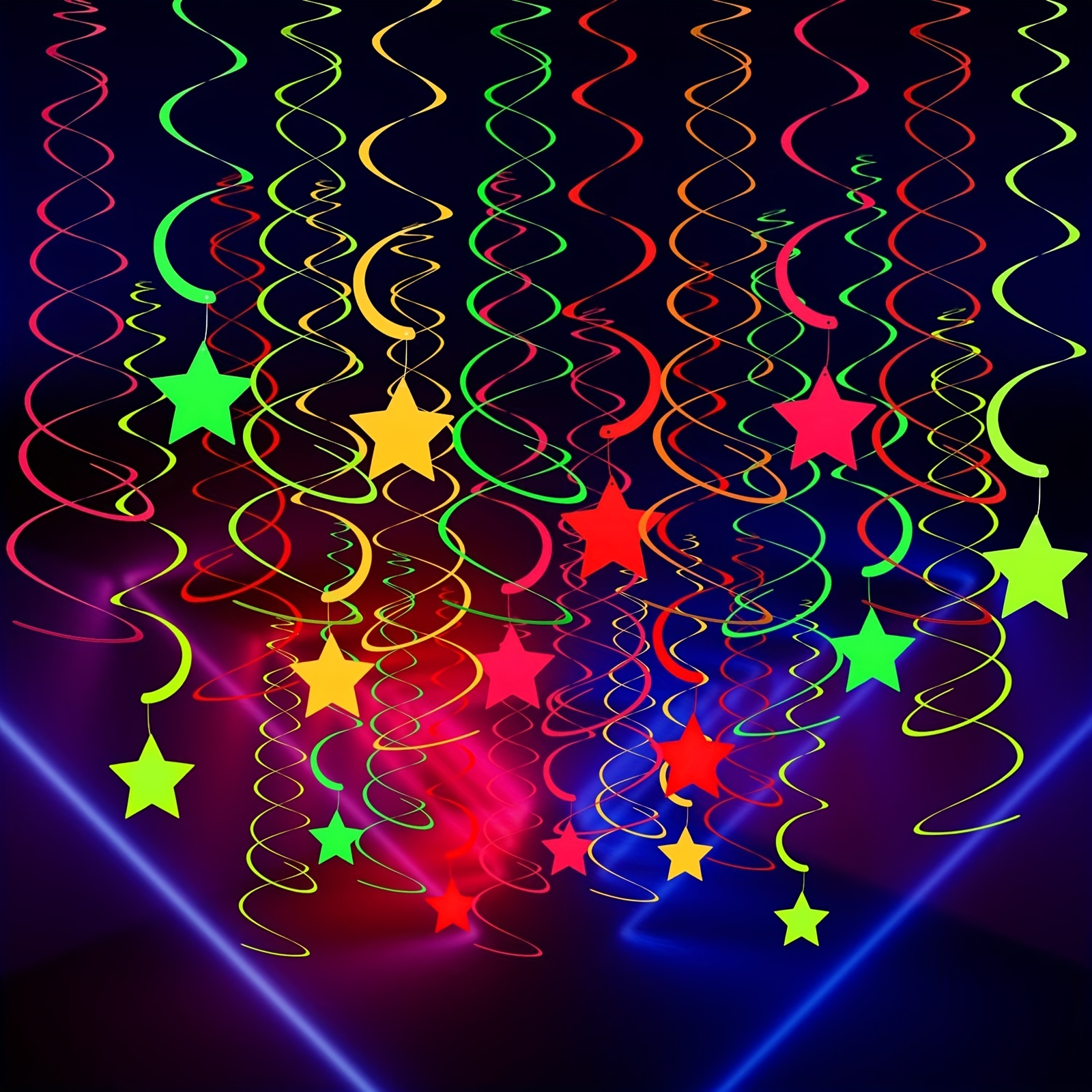 Glow Party Supplies Hanging Swirl Decorations Neon Star - Temu