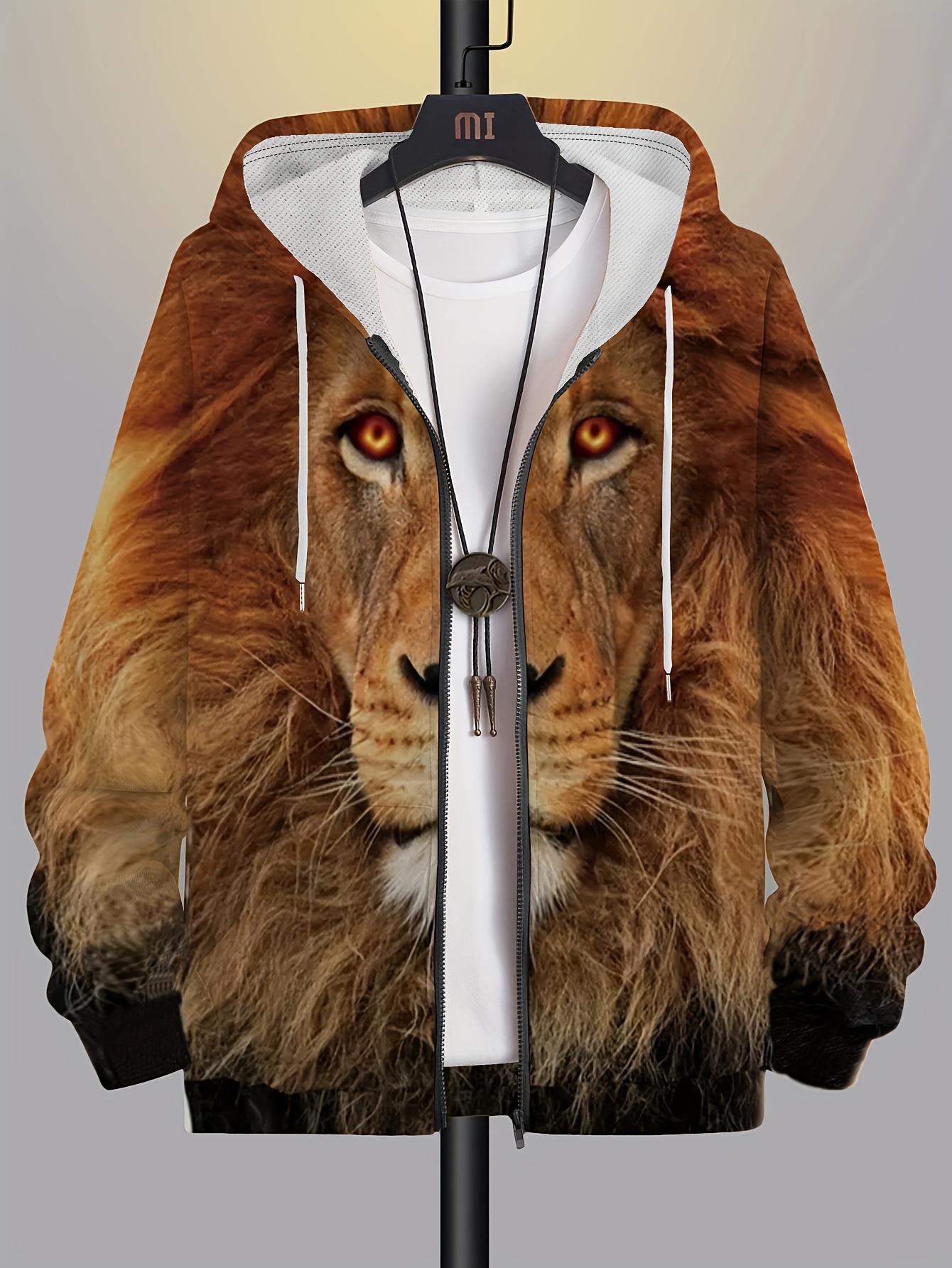  Chaqueta de cuero para hombre, chaqueta de cuero de longitud  media, con cremallera, cuello alto, abrigos de piel sintética sintética  para motocicleta (color marrón, tamaño: grande) : Deportes y Actividades al