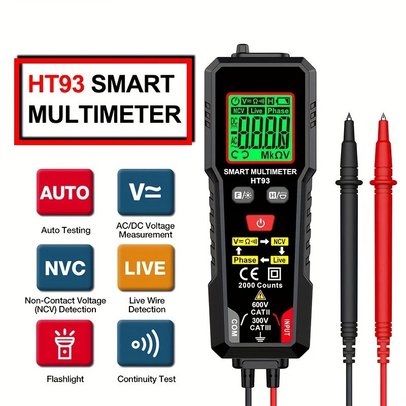 Multimètre numérique TRMS HD multifonction Aneng voltmètre c.a.