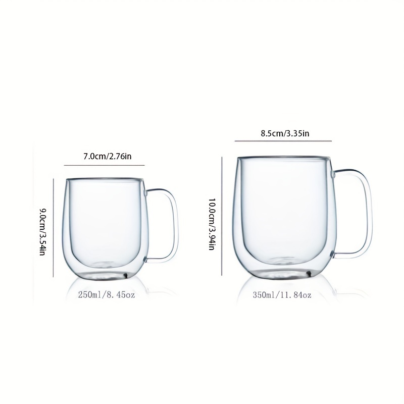 1pc Double Layer Glass Cup With Handle For Milk, Juice And Coffee