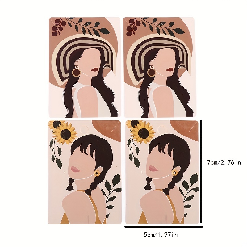 Ear Stud Paper Card Necklace Earring Card Paper Face Girl - Temu