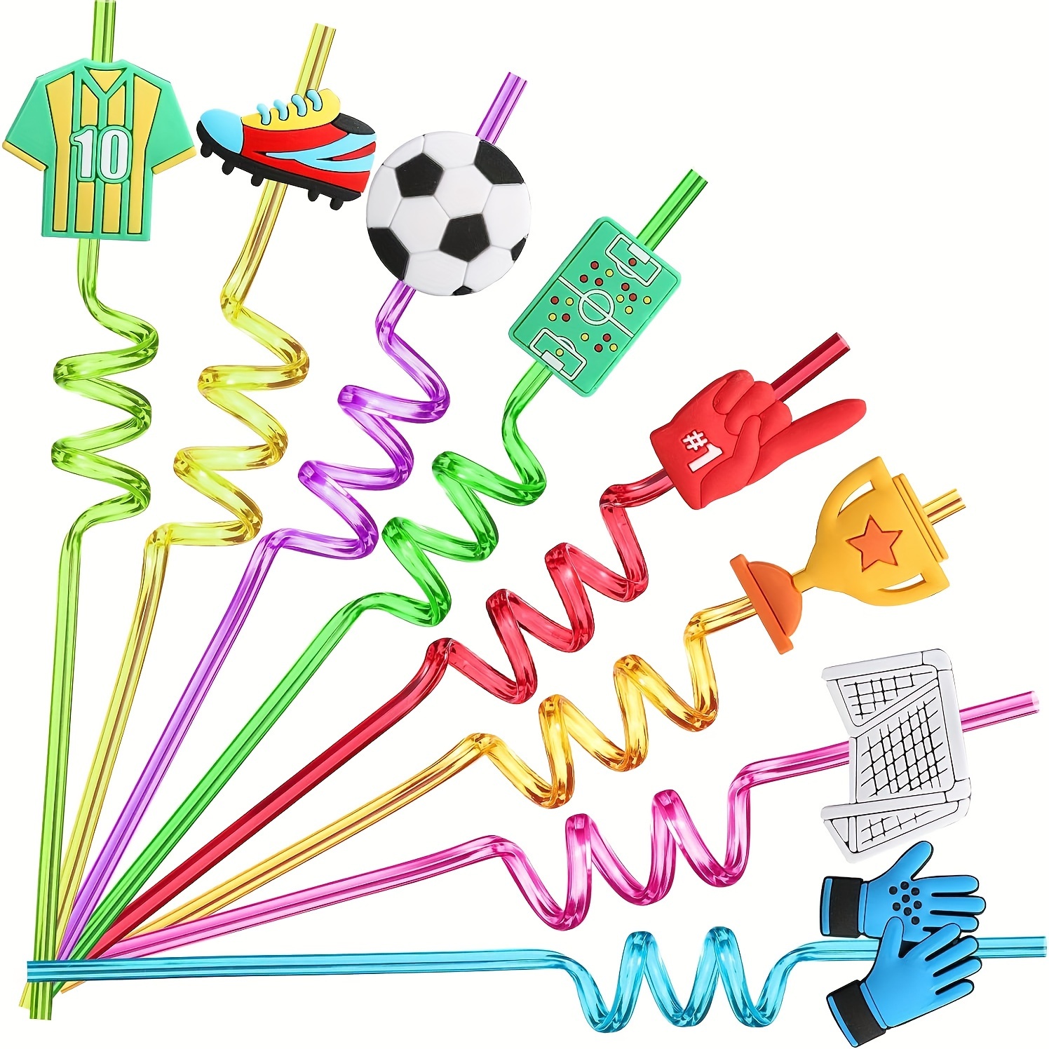 Straw Football Theme Straw Reusable Straw For Milk Water - Temu