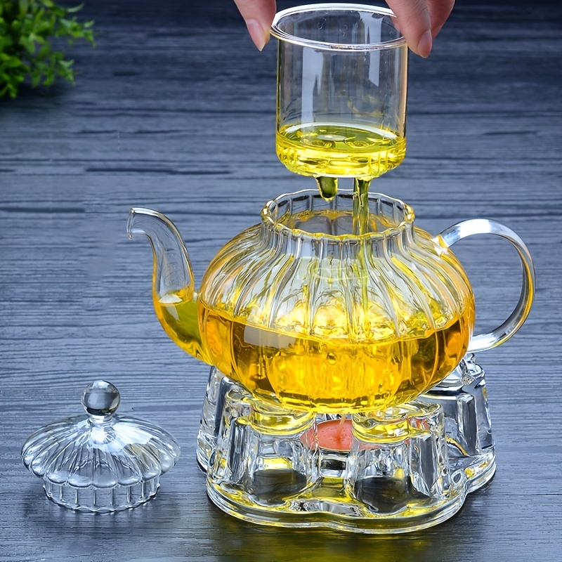 High Borosilicate Glass Teapot, High Temperature Resistant Pumpkin Striped Kettle  Tea Set With Filter Creative Small Gift Holiday Accessories - Temu