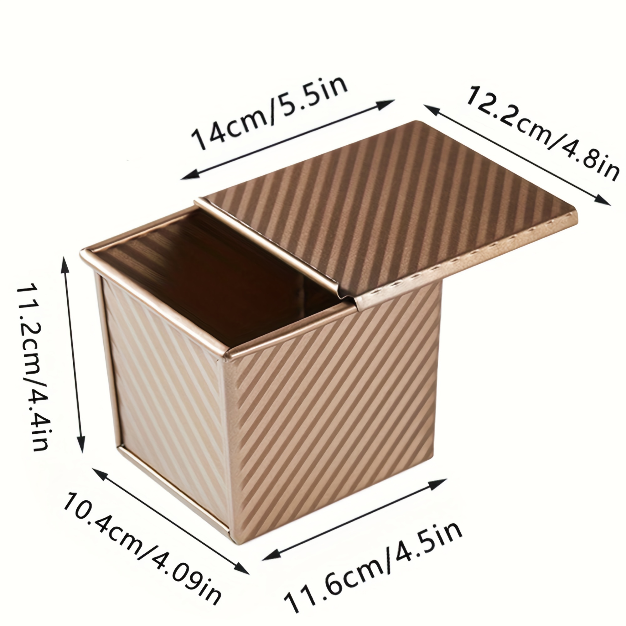 1pc 8.2-inch Christmas Bread Loaf Pan With Lid, Corrugated Toast Box Set  With Scraper, Carbon Steel Cake Mold For Baking Cakes