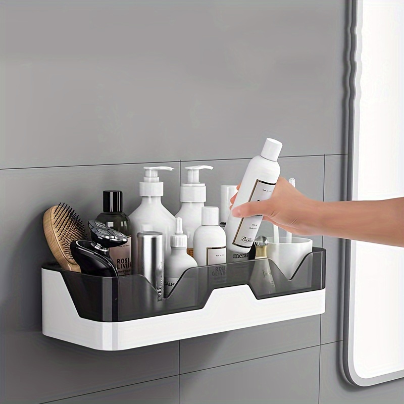 TEMU 1pcs Bathroom Shower Caddy Shelf Storage Organizer No-drilling Large Capacity Freestanding Plastic Tiered Basket For Bathroom Accessories